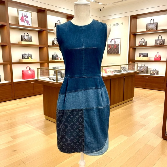 Louis Vuitton Dresses & Skirts - Louis Vuitton Blue Patchwork Denim Dress